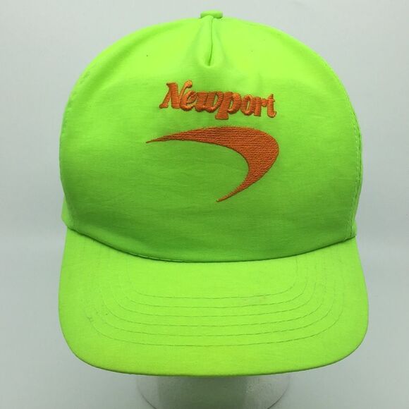 Vintage Newport Cigarettes SnapBack Neon Green Lightweight Baseball Cap Hat - Picture 1 of 16